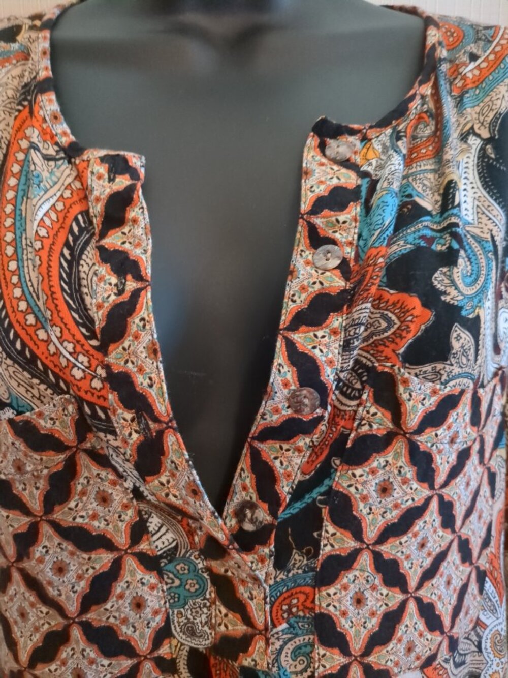 S Boho Fig & Flower 3/4 Sleeve Mini Dress Tunic Top - Picture 6 of 16